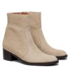 Bota corta en cuero beige