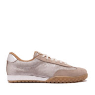 Zapatillas urbanas de gamuza beige y cuero con brillo