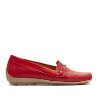 Mocasin de cuero rojo con estribo