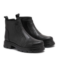 Bota corta de cuero negro extra liviana