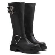 Bota de cuero con doble hebilla